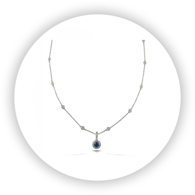 Blue Sapphire and Diamond Avalon Necklace