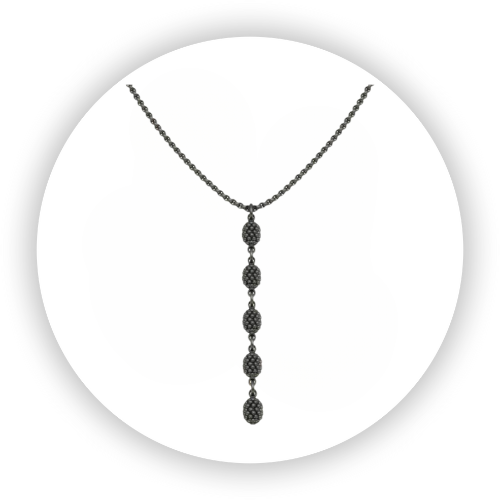 Blackened Sterling Silver Pendant Blackberries Noir 5 Drop