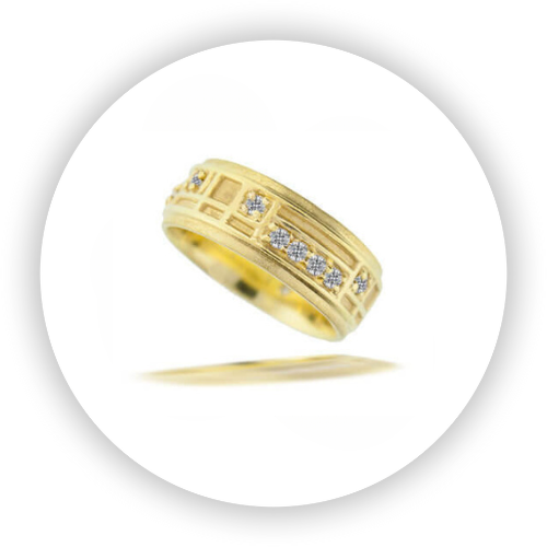 Prairie Style Yellow Gold Multi Diamond Band