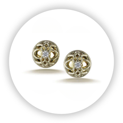 18k Gold Earrings Mini Diamond Octave Reflection