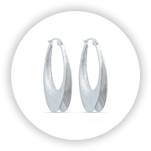 Medium Oval Anticlastic Hoop Earrings - White