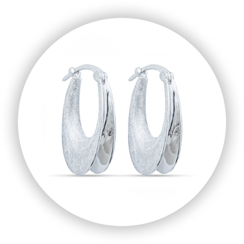Small Oval White Anticlastic Hoop Earring