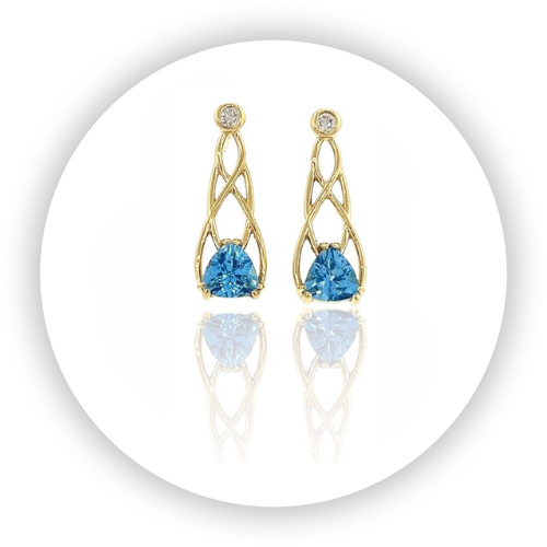 Flame Earrings With Blue Topaz