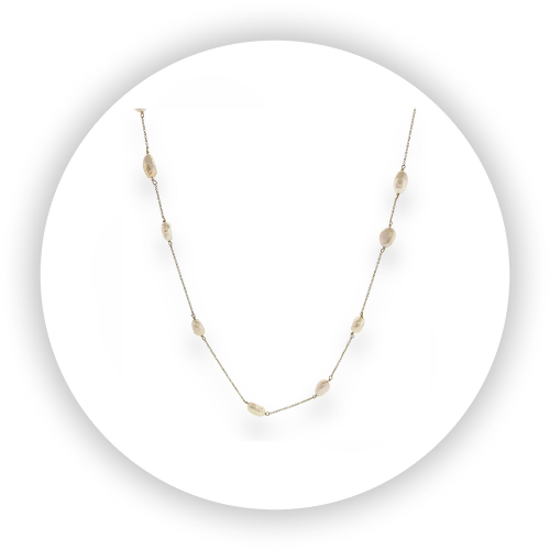Cultured Keshi Pearl Chain Necklace