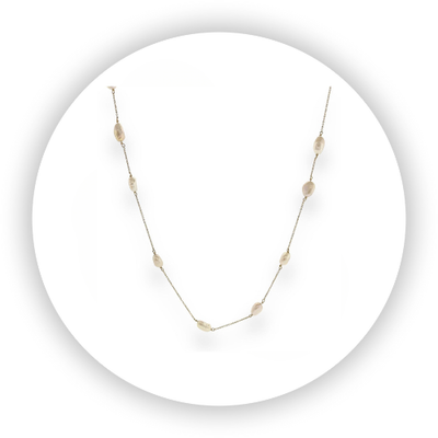 Cultured Keshi Pearl Chain Necklace
