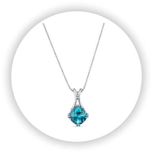 Cuzio Pendant Checkerboard cut Blue Topaz