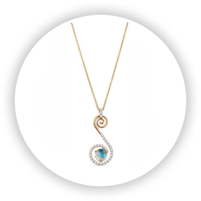 Ponga Fern Pendant with Moonstone & Diamond