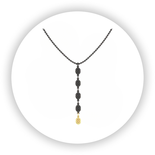 Blackened Sterling Silver & Vermeil Gold Pendant Noir 5 Drop