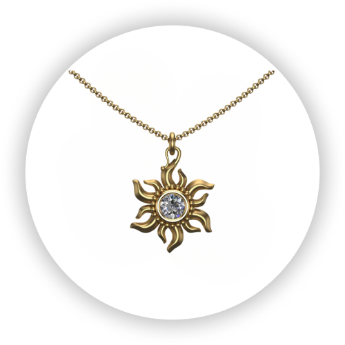 Diamond Sun Pendant in 18k Gold