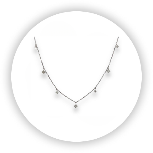 Square  Hanging Diamond Chain Necklace