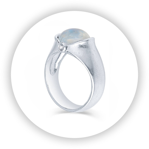 Moonstone and Diamond Ring
