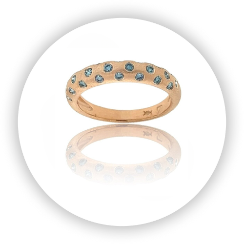 Pink Gold Polka Dot Stacker with Blue Diamonds