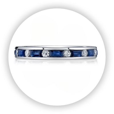 Sapphire Baguette and Diamond Eternity Band in Platinum Sapphire Baguette and Diamond Eternity Band in Platinum