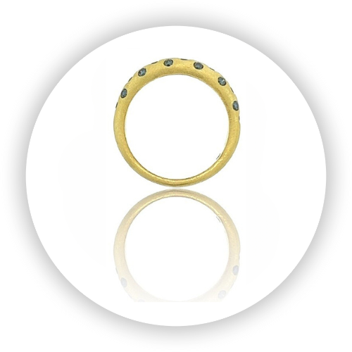 Yellow Gold Polka Dot Blue Diamond Stacker Ring