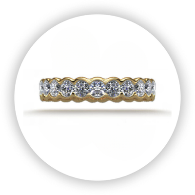 The Wave Diamond Ring in yellow gold