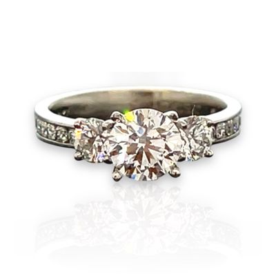 Bikini Three Stone Channel Engagement Ring