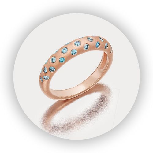 Pink Gold Polka Dot Stacker with Blue Diamonds Pink Gold Polka Dot Stacker with Blue Diamonds