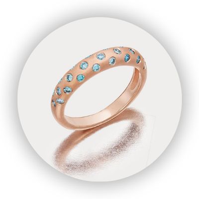 Pink Gold Polka Dot Stacker with Blue Diamonds Pink Gold Polka Dot Stacker with Blue Diamonds