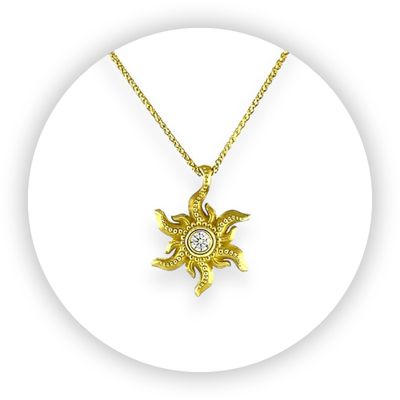 Diamond Sun Pendant in 18k Gold Diamond Sun Pendant in 18k Gold