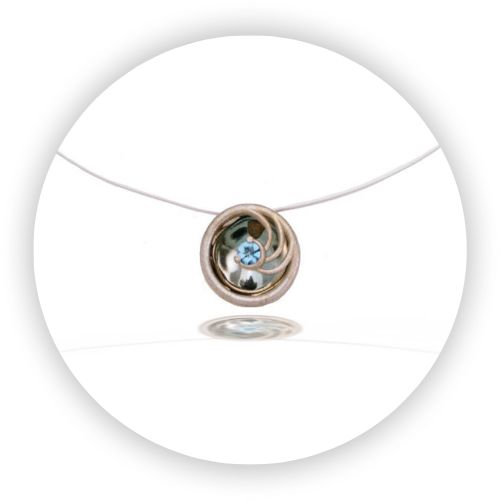 18k Gold Blue Topaz Pendant Small Trio Reflection 18k Gold Blue Topaz Pendant Small Trio Reflection