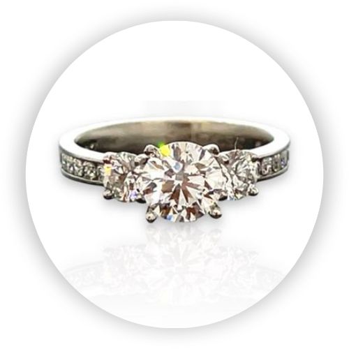 Bikini Three Stone Channel Engagement Ring