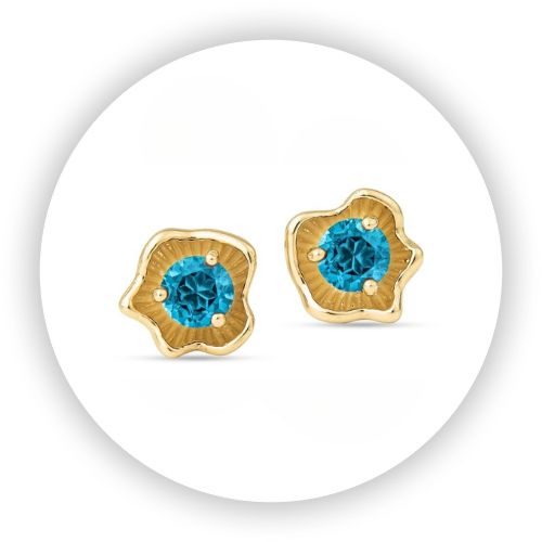 Florette Earrings with Blue Zircon