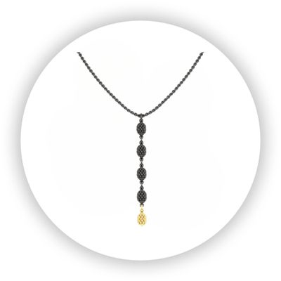 Blackened Sterling Silver & Vermeil Gold Pendant Noir 5 Drop