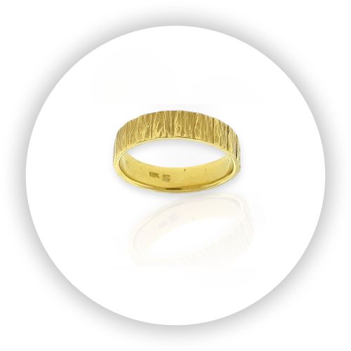 18k Yellow Gold Bark Band