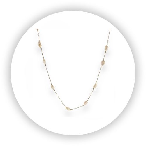 Cultured Keshi Pearl Chain Necklace