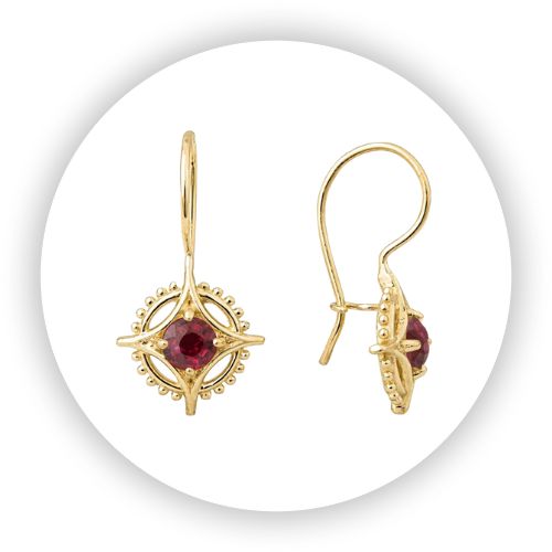 Star Medicine Wheel Ruby Earrings