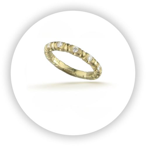 18k Yellow Gold Ball & Tube Diamond Band