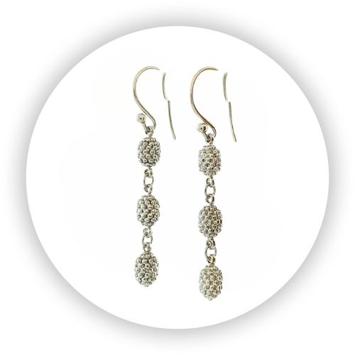 Blackberries Rhodium Sterling Silver Drop Earrings