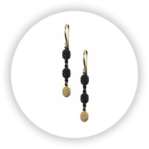 Blackberries Earrings Three Drop Noir One Gold Berry