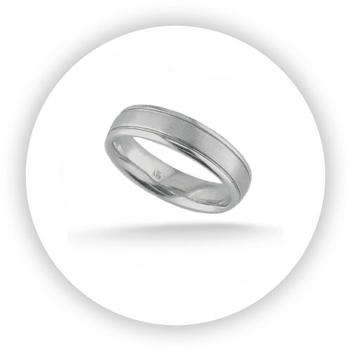 18k White Gold Surfer Stripes Wedding Band, 3 Stripes