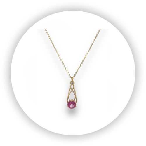 Flame Pendant With Round Pink Topaz