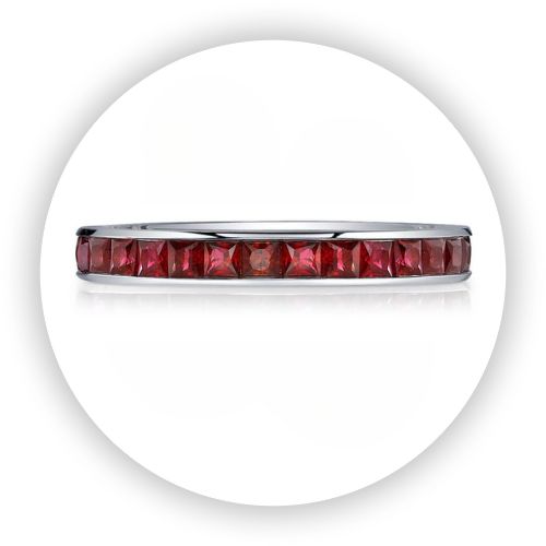 Princess Cut Ruby Channel Set Eternity Band