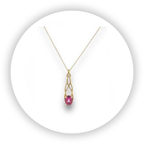 Flame Pendant With Oval Pink Topaz