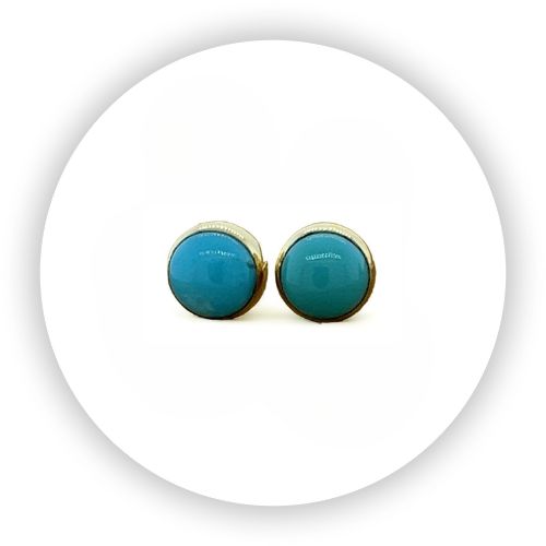 Turquoise 14k Bezel Stud Earrings