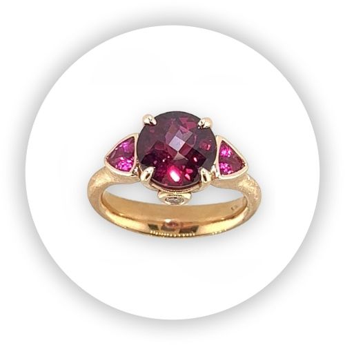 Rhodalite and Rubelite Rose Gold Ring
