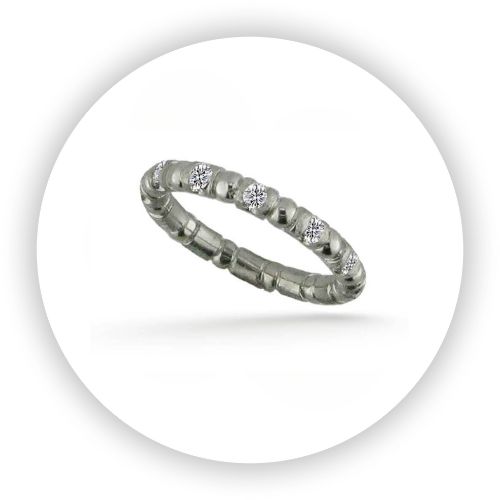 18k White Gold Ball & Tube Diamond Band