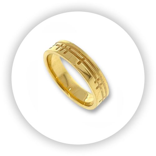 Prairie Style Recessed Gents Band 18k Gold