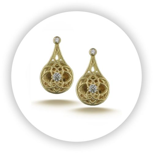 Octave  Diamond Drop Earrings in Yellow Gold