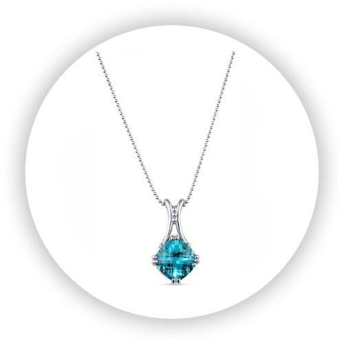 Cuzio Pendant Checkerboard cut Blue Topaz