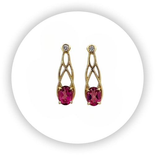 Oval Pink Topaz Flame Earrings