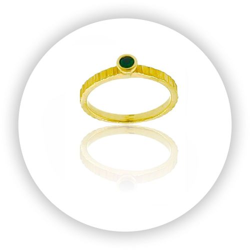 Handwrought Recycled Gold Bezel Set Tsavorite Garnet Band