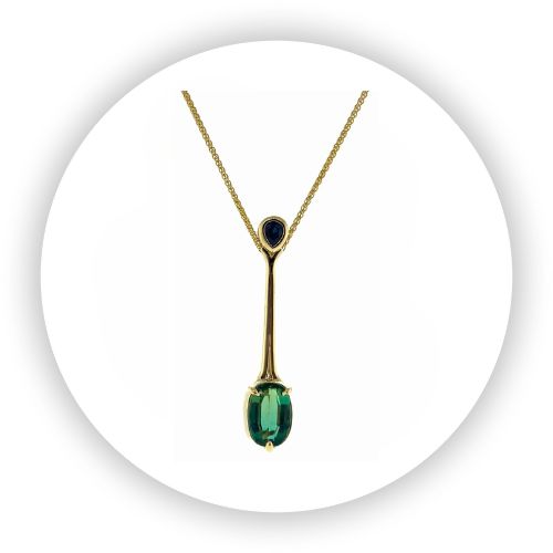 Cascata Tourmaline + Sapphire Pendant