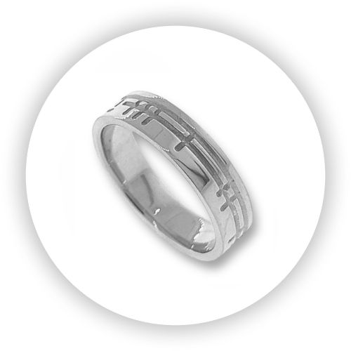 Prairie Style Recessed Gents Band 18k  White Gold