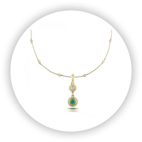 Emerald and Diamond Avalon Necklace