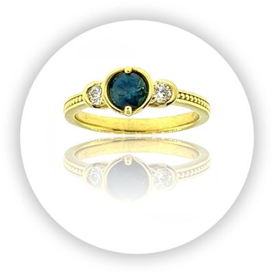 Petalo Ring with Montana Sapphire and Lab Diamonds Petalo Ring with Montana Sapphire and Lab Diamonds