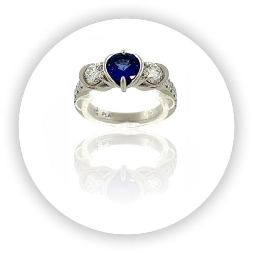 Sapphire + Diamond Petalo Platinum Ring